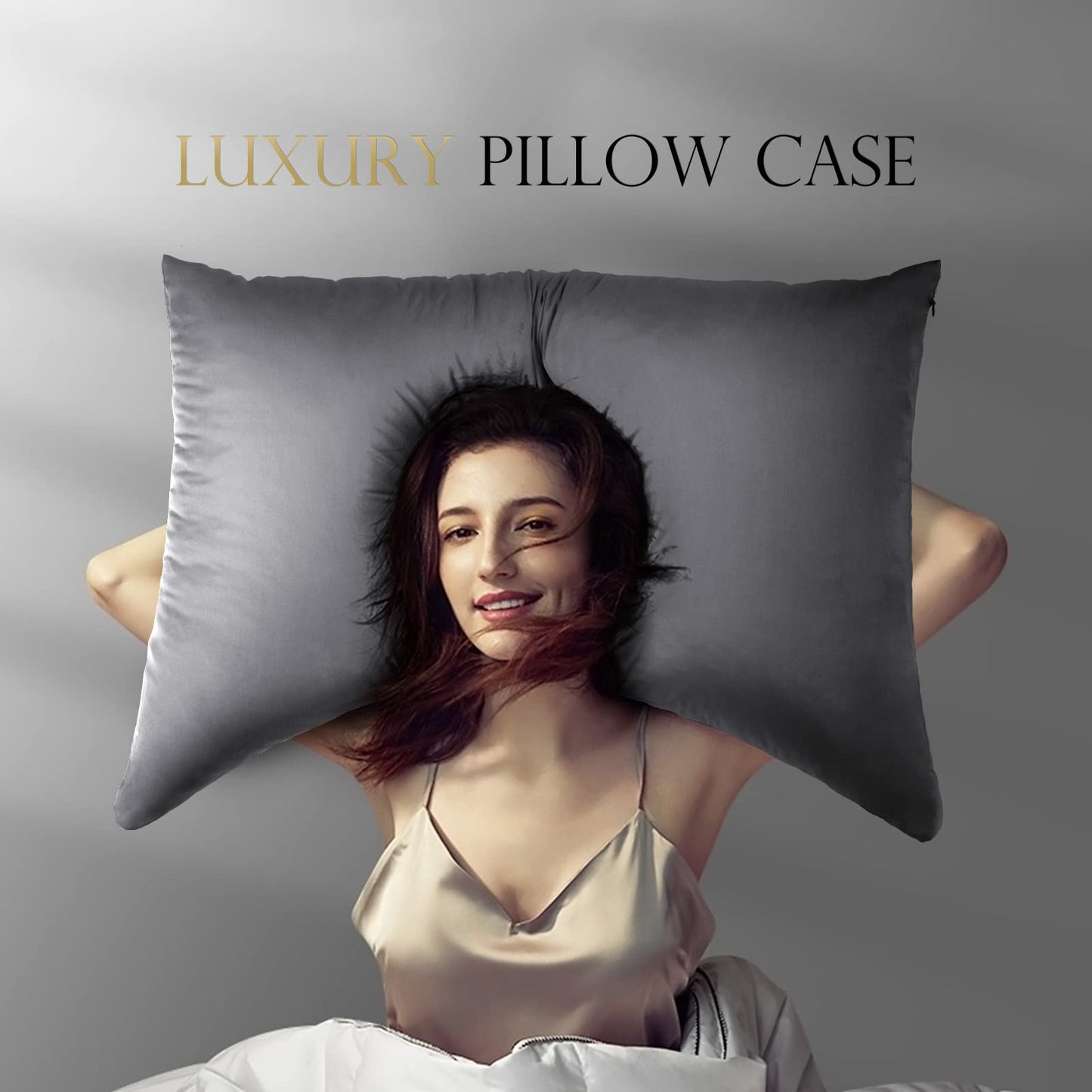 Cooling Side Sleeper Pillow Cases - Curved Rayon Derived from Bamboo Pillowcase Cover- Breathable Silky Soft Pillowcase for Hot Sleepers Hair and Skin, Queen Size 1 Piece, 20 * 30 Inches Dark Grey