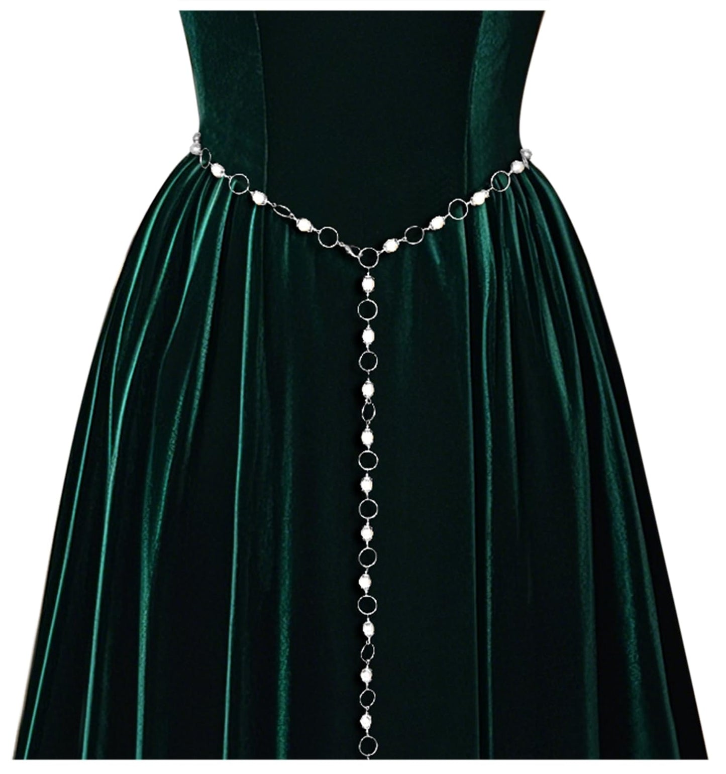 L'VOW Women's Renaissance Belt Medieval Witch Belt Silver Western Waist Chain Belt for Dresses