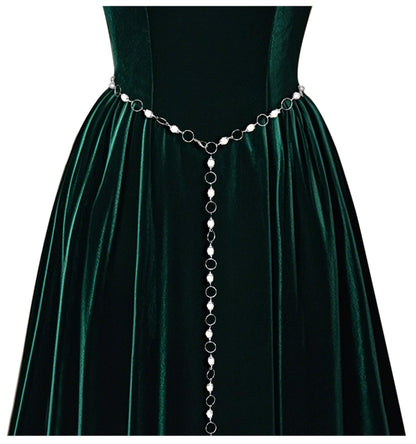 L'VOW Women's Renaissance Belt Medieval Witch Belt Silver Western Waist Chain Belt for Dresses