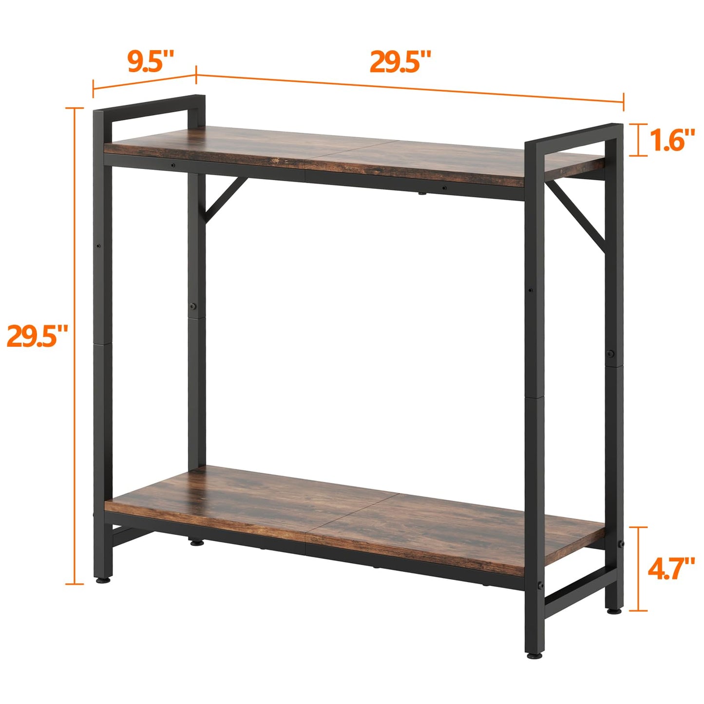 Livofloral Narrow Console Table, Small Entryway Table with 2 Support Bar, Thin Sofa Table, Small Couch Table, Display Table, Side Table for Living Room, Hallway, Bedroom, Rustic Brown