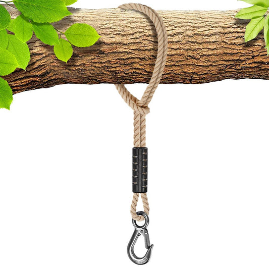 BeneLabel Tree Swing Rope, 19 inch, Hammock Tree Swing Hanging Strap, Heavy Duty Hook, for Indoor Outdoor Swing Hammock Playground Set Accessories, 1 Pcs, Off-White