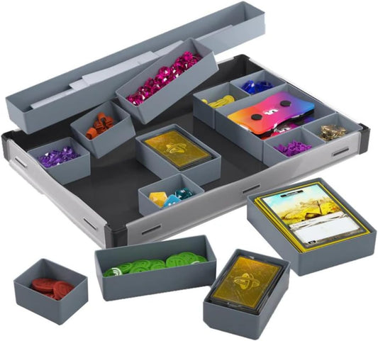 Gamegenic Token Silo XL Convertible - Versatile Storage Solution for Tabletop Gaming Accessories, 15 Removable Trays in 5 Different Sizes, Stackable Token Box, Black Color, Made