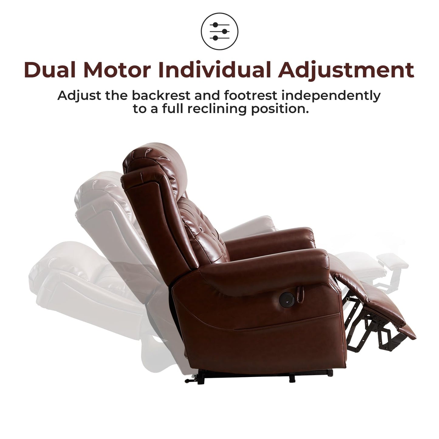 Rhevoy Power Lift Recliner Chair for Elderly with Adjustable Headrest,Electric Lift Chair with Massage and Heat, Lay Flat Recliner for Big and Tall,Brown