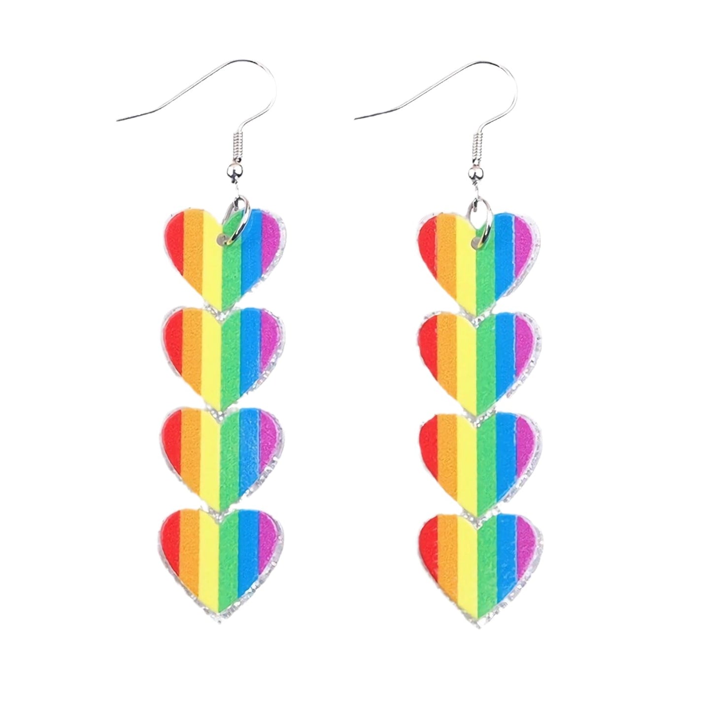 2025 Pride Month Rainbow LGBT Pride Earrings for Gay Lesbian Bisexual Lightweight Acrylic Heart Love LGBTQ Dangle Earrings Jewelry Accessories