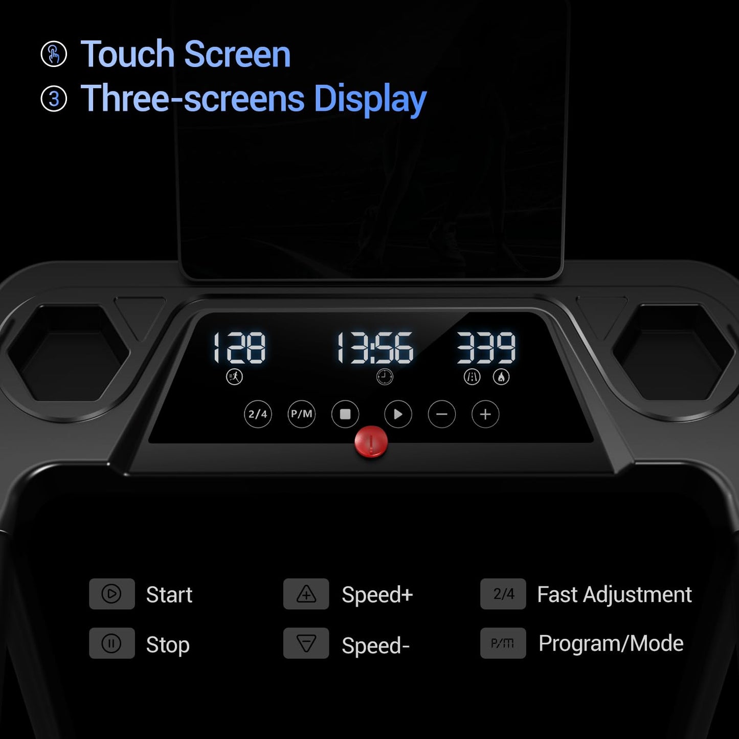 3-in-1 Treadmill with 14% Incline, Foldable Treadmills for Home with Handle, Portable Treadmills with 300 Lbs Weight Capacity, 3.0HP Quiet Walking Pad Treadmill, Three Touch Screen