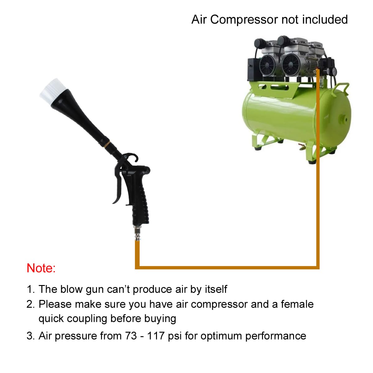 Air Blower Gun for Car Detailing Cleaning Tool with Tapered Nozzle, Tornado Blow Gun Car Clean Gun, Works with Air Compressor