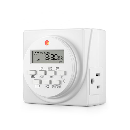 BN-LINK 7 Day Heavy Duty Digital Programmable Timer, 120V, 60Hz, Dual Outlet, Indoor, for Lamp Light Fan Security ETL Listed
