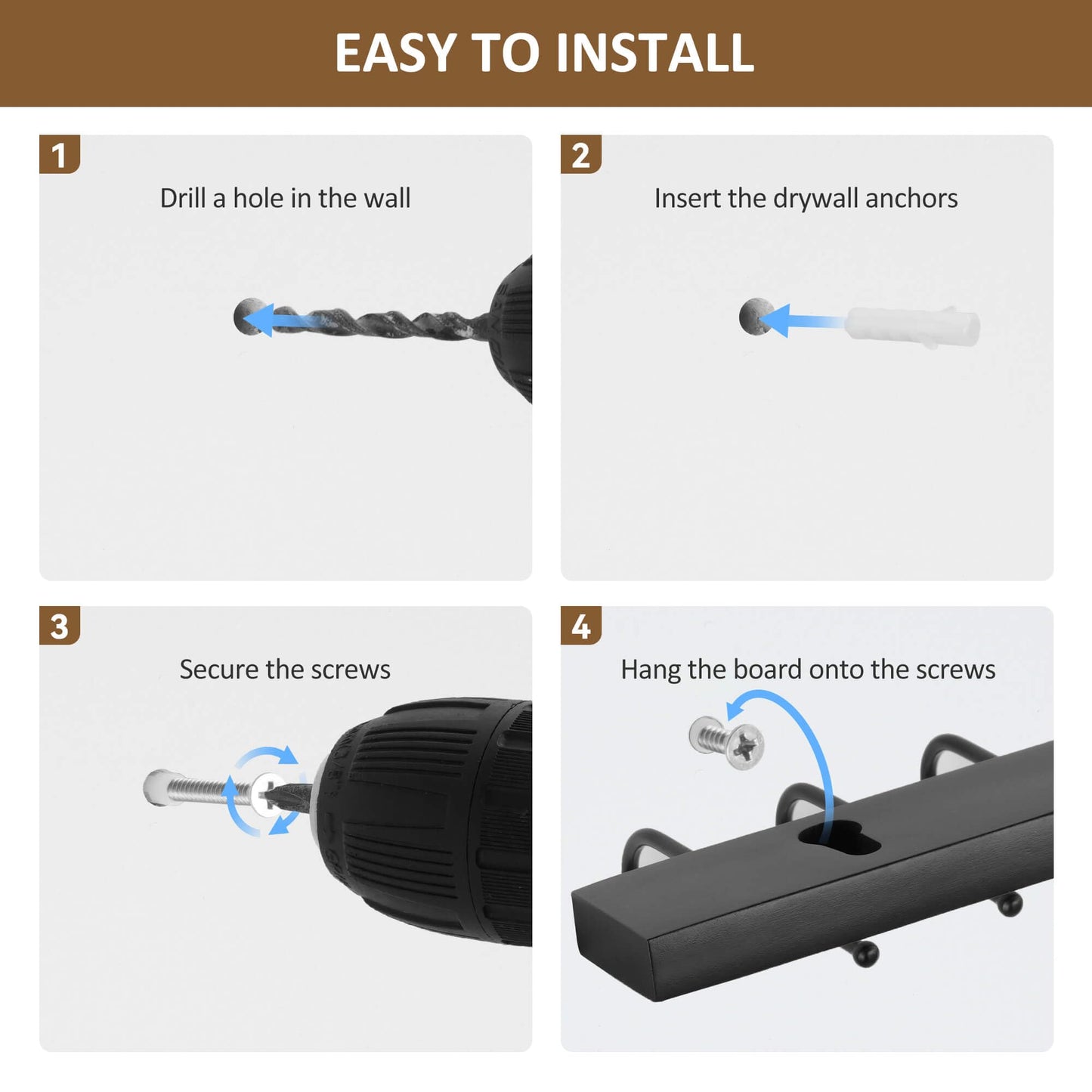 ZEDODIER 2 Pack Wodden Tie Hanger Wall Mounted, Space Saving Belt Organizer for Man with 24 180° Rotating Hooks, Space Saving Belt Storage Holder, Black