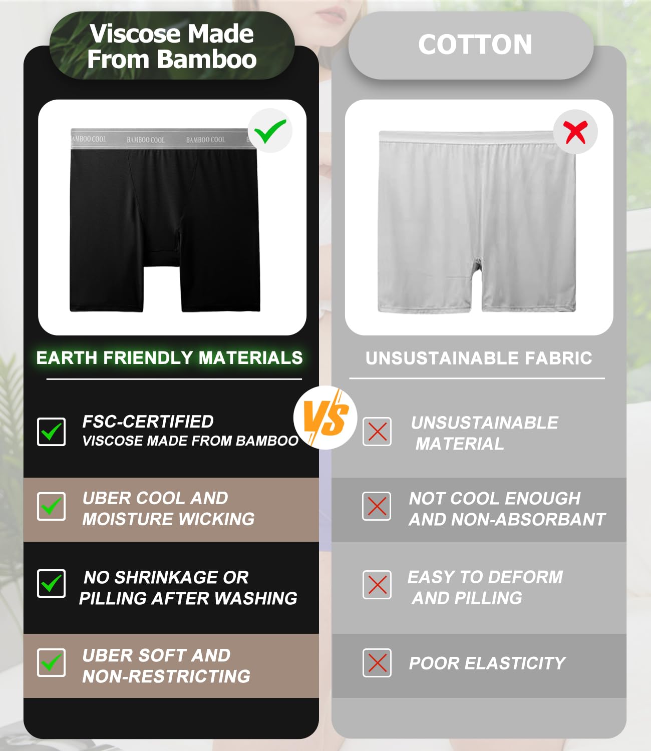 BAMBOO COOL Womens Boxer Briefs Boy Shorts Soft Stretch Panties for Women, 5-Pack