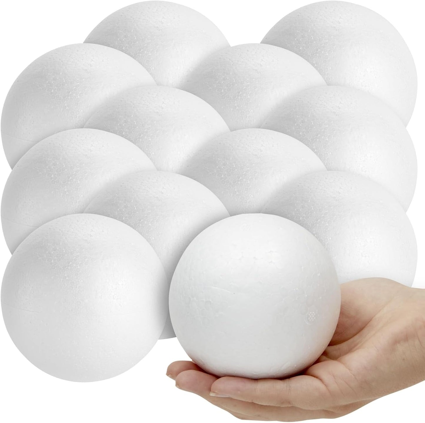 4 Inch Foam Balls for Crafts - 12 Pack Round White Polystyrene Spheres for DIY Projects, Ornaments, School Modeling, Drawing - Craft Foam Balls