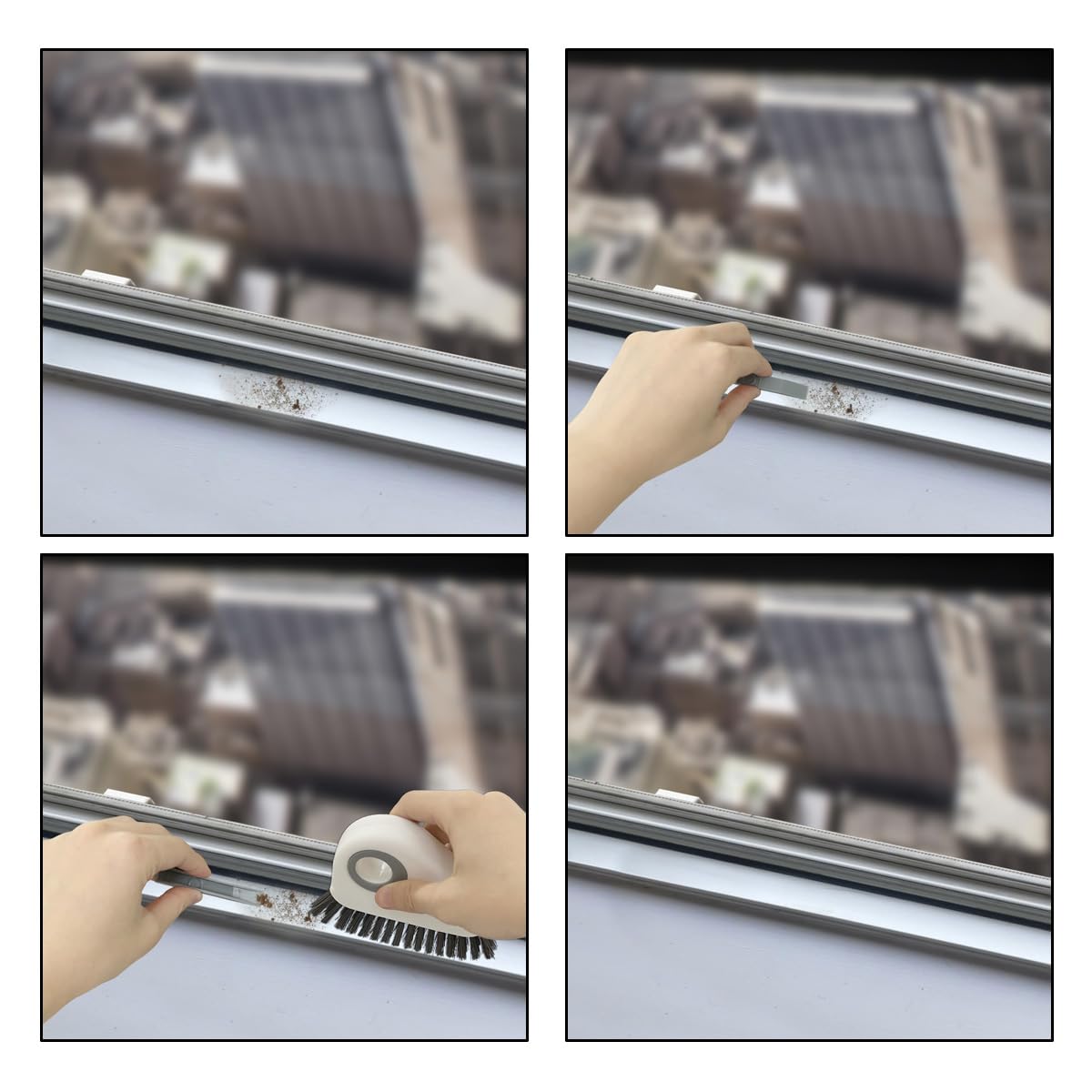 2pcs 2 in 1 Groove Crevice Cleaning Brush Window Track Cleaning Tools,Multifunction Grout Cleaner Tool Crevice Cleaning Brush with Hidden Scraper for Sliding Door Track,Window Sill,Window Seal