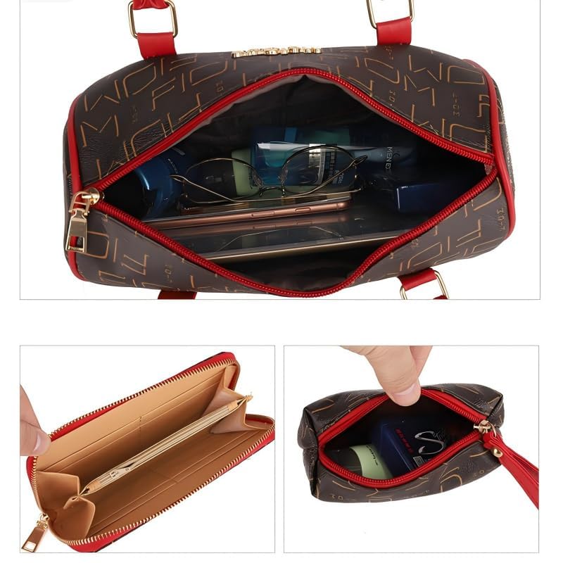 Pahajim 6-Pcs Women Handbag Purse Shoulder Bag Totes Satchel Bag Top-Handle Boston Bag Crossbody Bag Wallet Messenger Bag Set