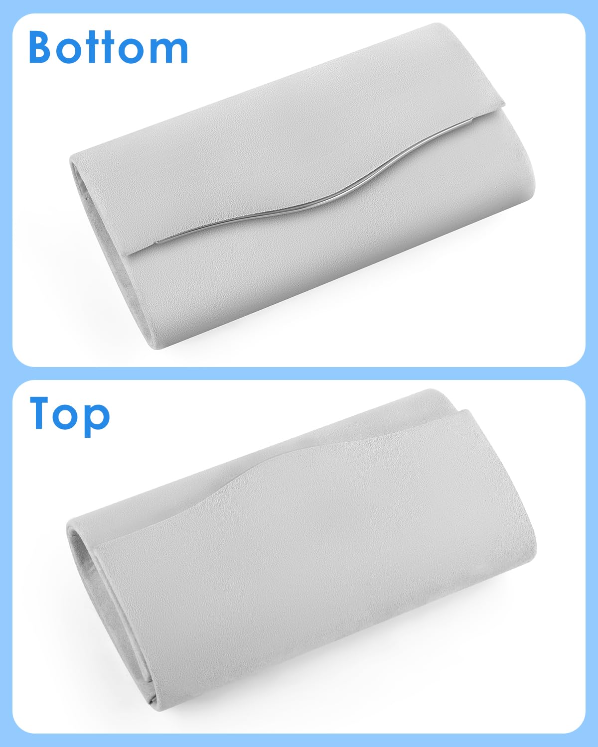 TINDTOP Clutch Purses for Women, Formal Evening Bags Suede Shoulder Envelope Party Handbags Wedding Cocktail Prom Clutches (Silver)