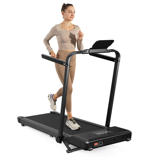Walking Pad Treadmill with Handle bar, 3.0HP Small Foldable Treadmills for Home with Incline APP Remote Control and LED Display, 7.5MPH Portable Treadmill 300 Lbs Capacity