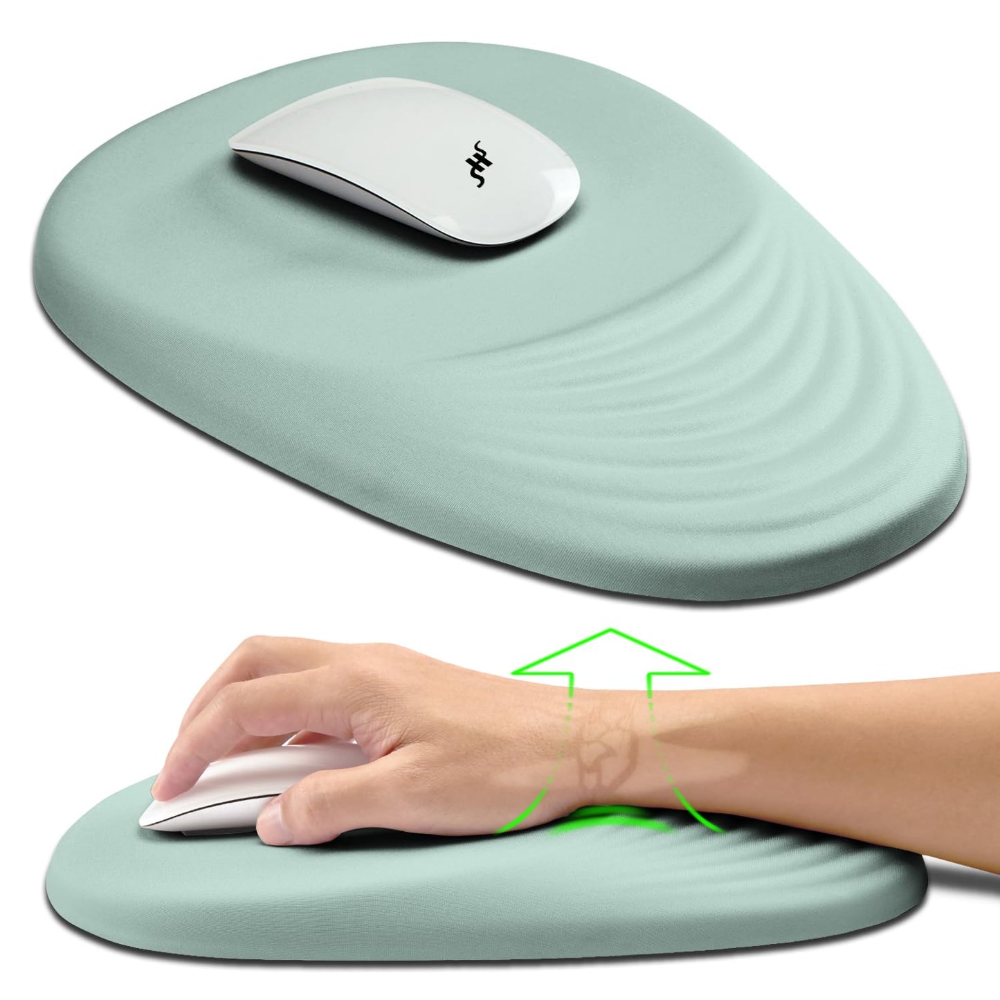 Hokafenle Ergonomic Mouse Pad Wrist Support, Terraced Slope Carpal Tunnel Wrist Pad for Mouse with Unibody Memory Foam, Wrist Rest Pain Relief Mousepad (Apricot, 11.8x7.9 in)