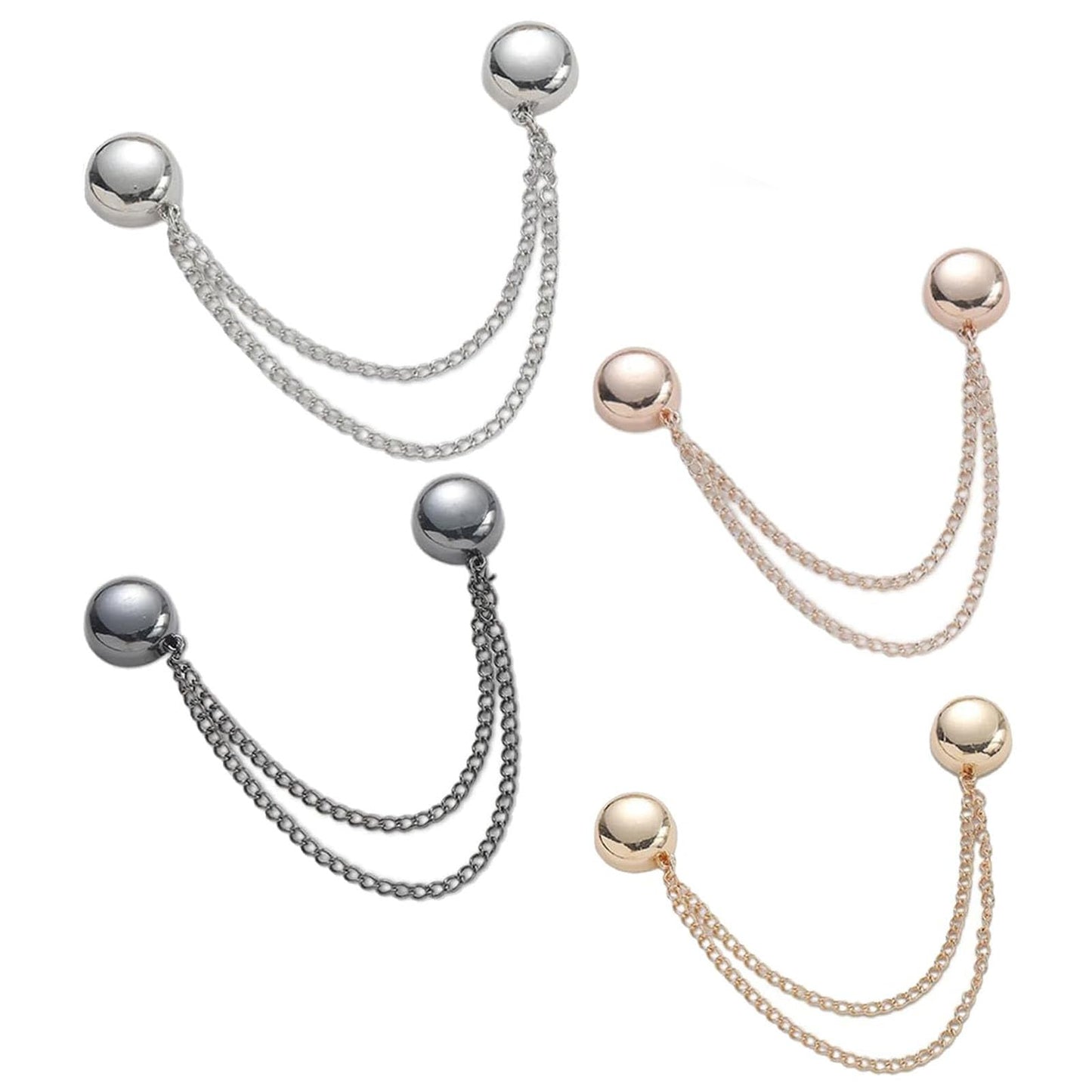 Multi-Function Magtic Clothing Clips, 4 Packs Strongest Strength Buttons Clips with Chain Multi-Purpose Magnec Pinless Brooch for Women Clothes Hijab Pins Decorate