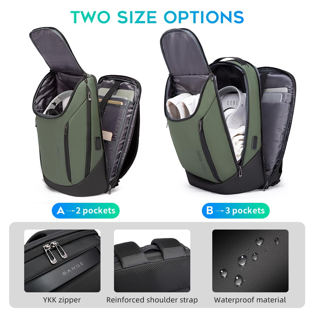 BANGE Business Smart Backpack Waterproof fit 15.6 Inch Laptop Backpack with USB Charging Port,Travel Durable Backpack