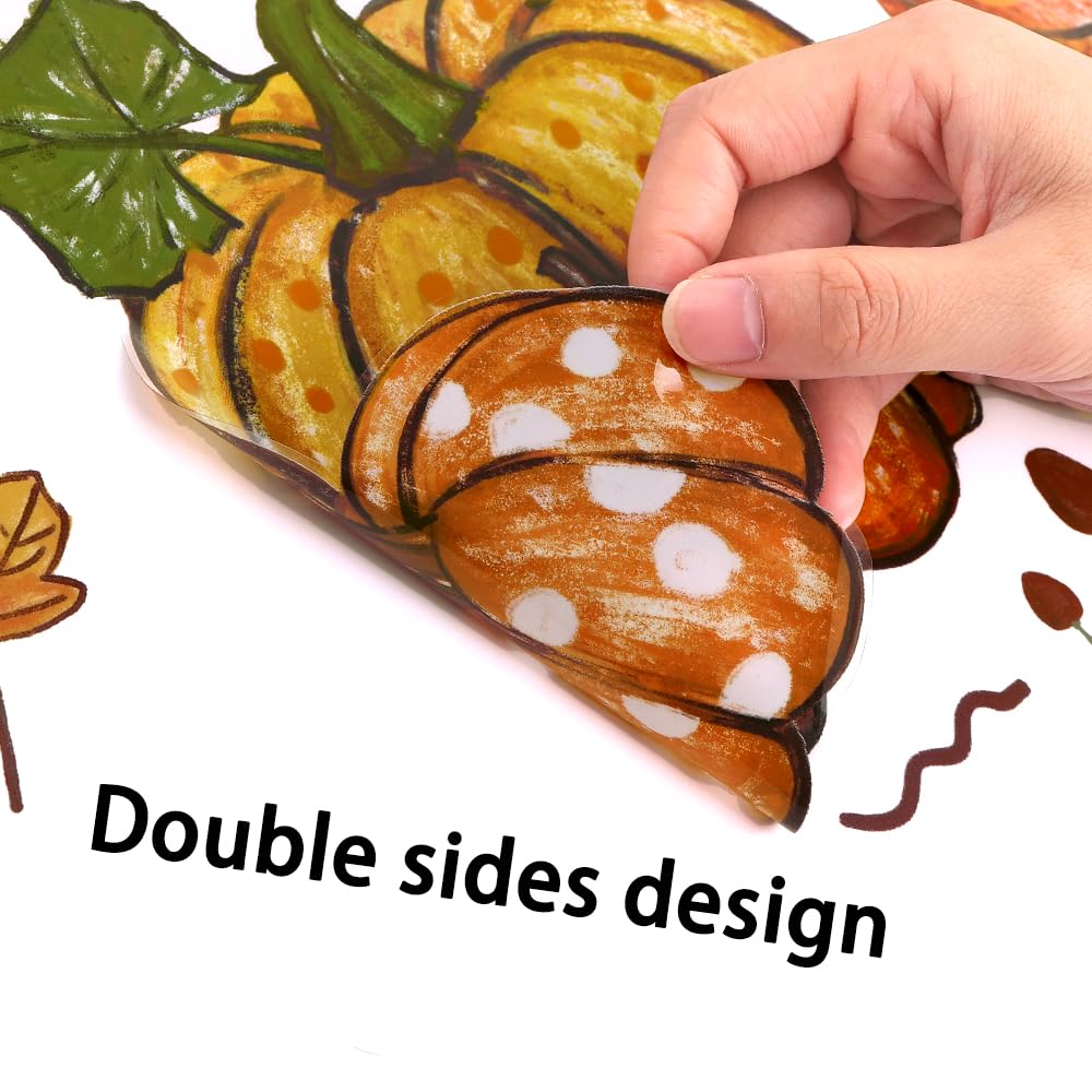 YUJUN 6 Sheets Thanksgiving Leaves Oil Painting Window Clings - Fall Decals Stickers for Autumn Glass Home Decor & Thanksgiving Decoration