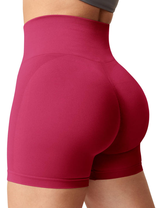 YEOREO Women Intensify Athletic Shorts Seamless Scrunch Workout Shorts High Waisted Active Gym Yoga Shorts Pink XS
