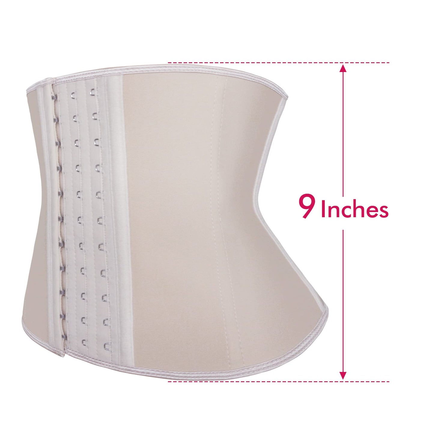 Atbuty Short Torso Waist Trainers Cincher Corset Underbust Body Shaper Latex Sport Girdle (Beige (9'' Short Torso, 9 Steel Bones), 2XS)