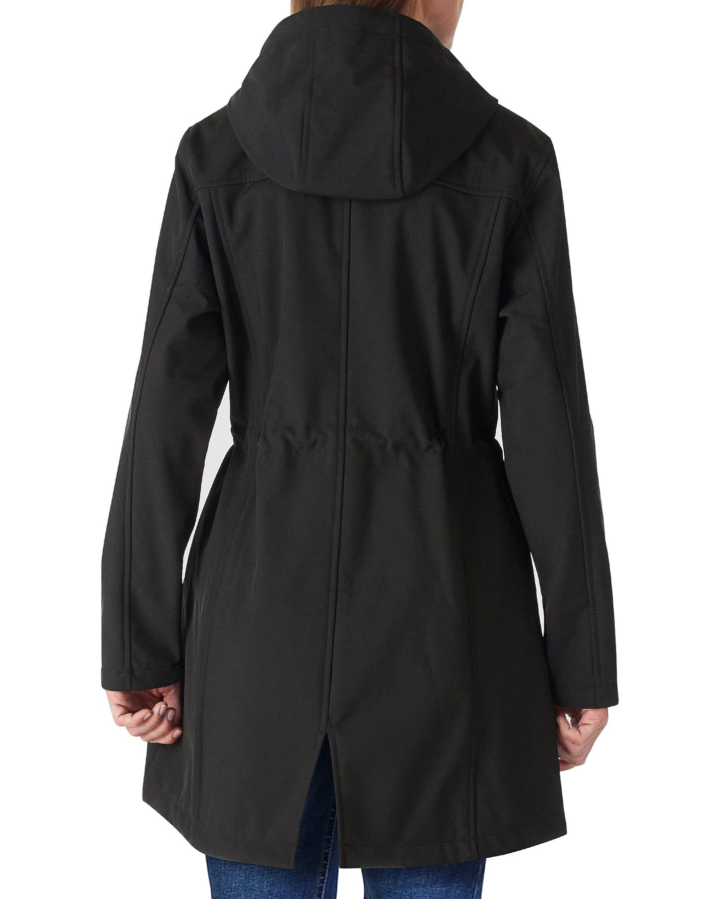 Outdoor Ventures Women's Lightweight Waterproof Fleece Lined Hooded Softshell Rain Jacket, Warm Windbreaker Long Coat