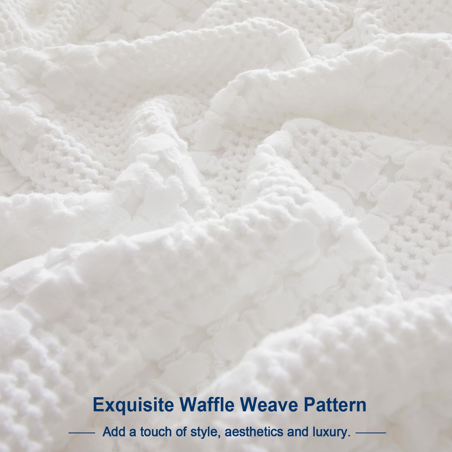 PHF 100% Cotton Waffle Weave Euro Sham Covers, 2 Pack 26" x 26" Bed Pillow Covers for Elegant Home Decor, No Filling, Luxury Aesthetic Soft Euro Pillow Cases for Bed, White