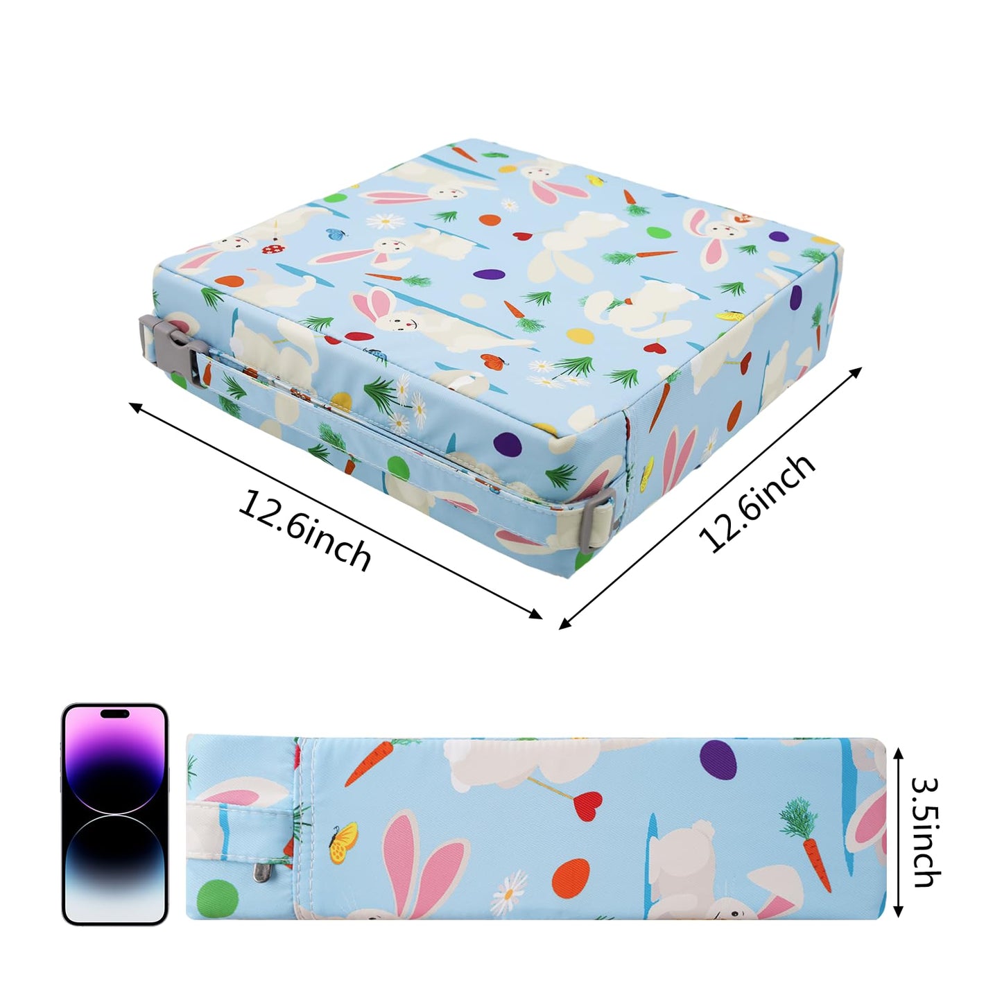 Toddler Booster Seat for Dining Table, Stronger Support Double Safe Straps Booster Seat Dining Toddler, Portable Travel Increasing Cushion (Blue Rabbit)