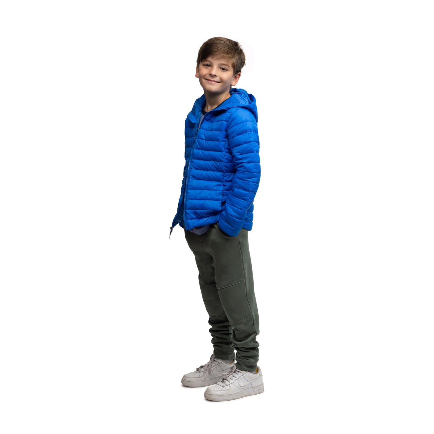 Lands' End Kids Full Zip Lightweight Thermoplume Hooded Jacket, Nautical Blue, Medium