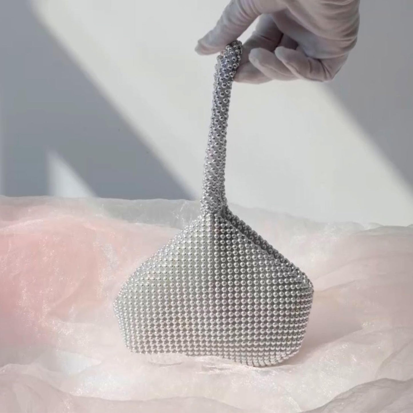 AUEAR, Triangle Bling Zipper Pouch Mini Size Women's Evening Clutch Bag Luxury Full Purse Sparkly Handbag for Prom Cocktail Party Wedding Engagement Silver