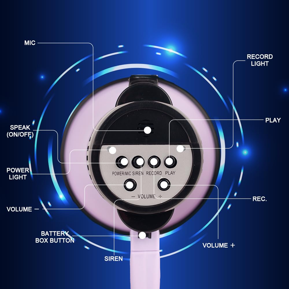 30 Watt Power Portable Megaphone Bullhorn Speaker Voice, Siren/Alarm and 240S Recording with Volume Control and Strap (Purple)