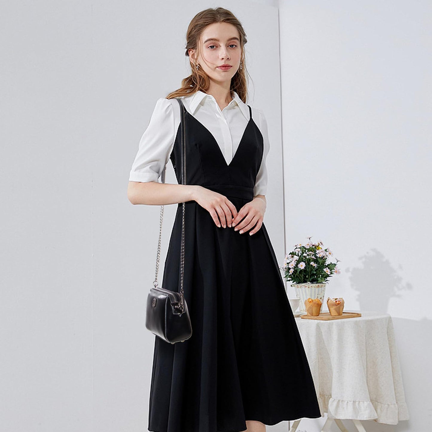 Designer Leather Small Crossbody Bags Purses for Women Cell Phone Bag Soft Women's Shoulder Handbags Gifts for Women (H-Black)