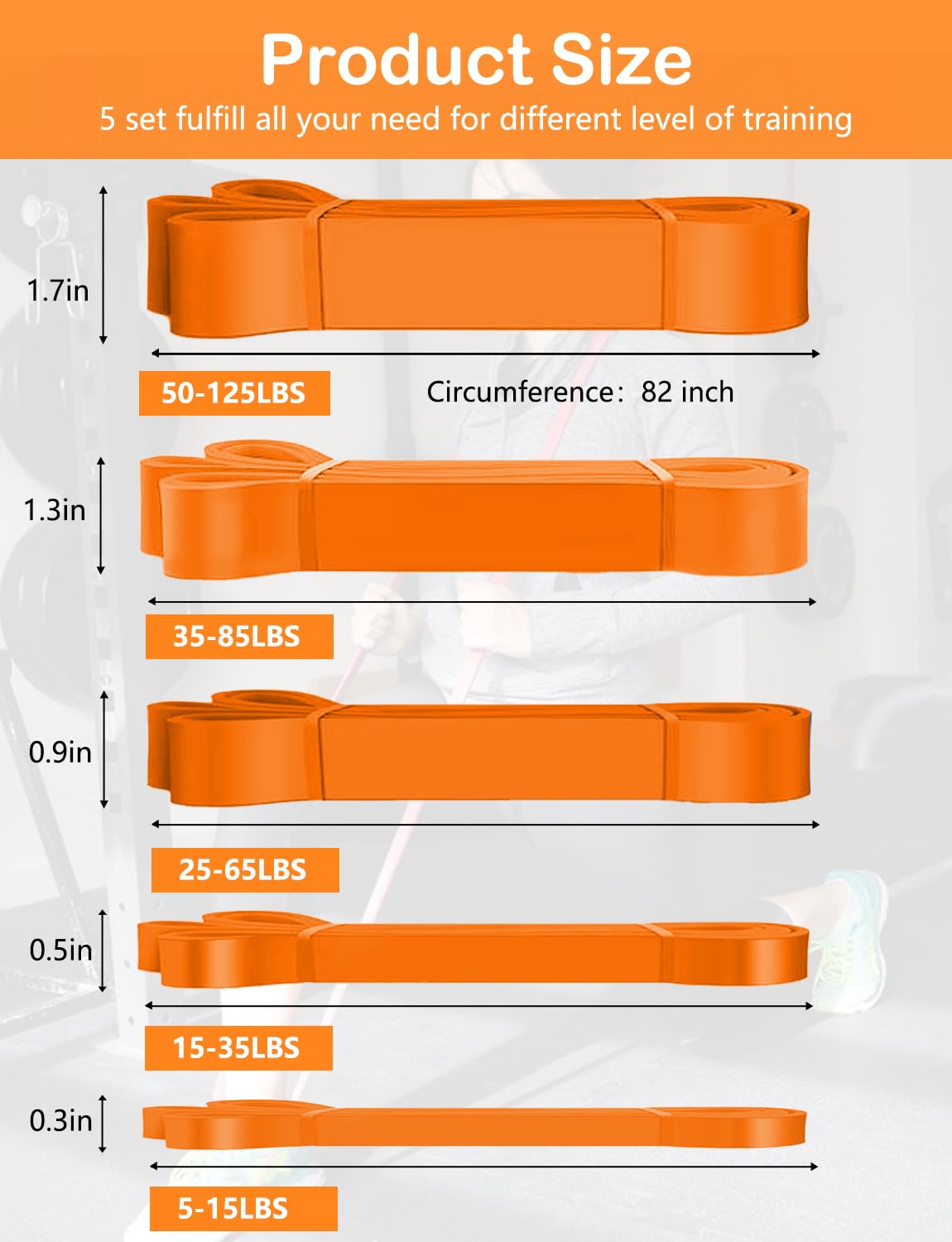 Pull Up Bands, Resistance Bands, Pull Up Assistance Bands Set for Men & Women, Exercise Workout Bands for Working Out, Body Stretching, Physical Therapy, Muscle Training - Orange