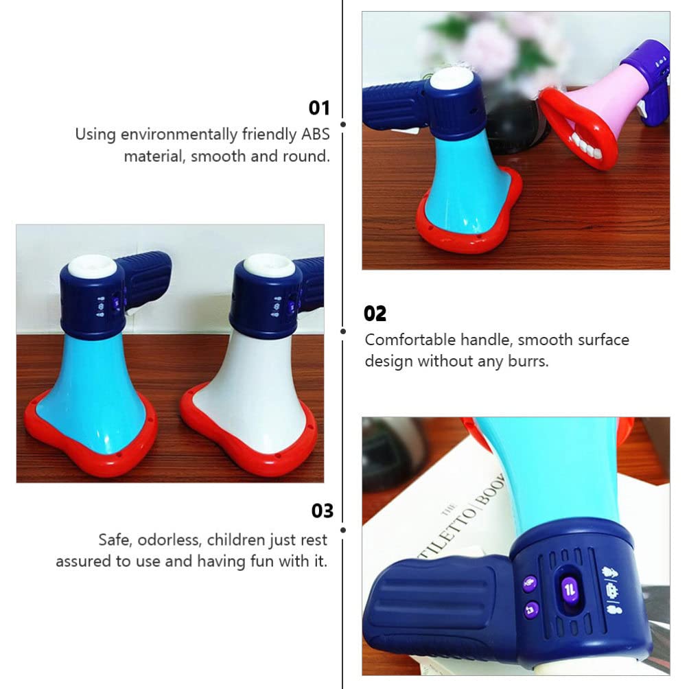 Toyvian Bull Horn Loud Speaker Kids Voice Changer Toy Megaphone Function Toys Mini Electric Hand- held Speaker with Recording Microphone for Toddlers Childrens (Blue) Megaphone Speaker Voice