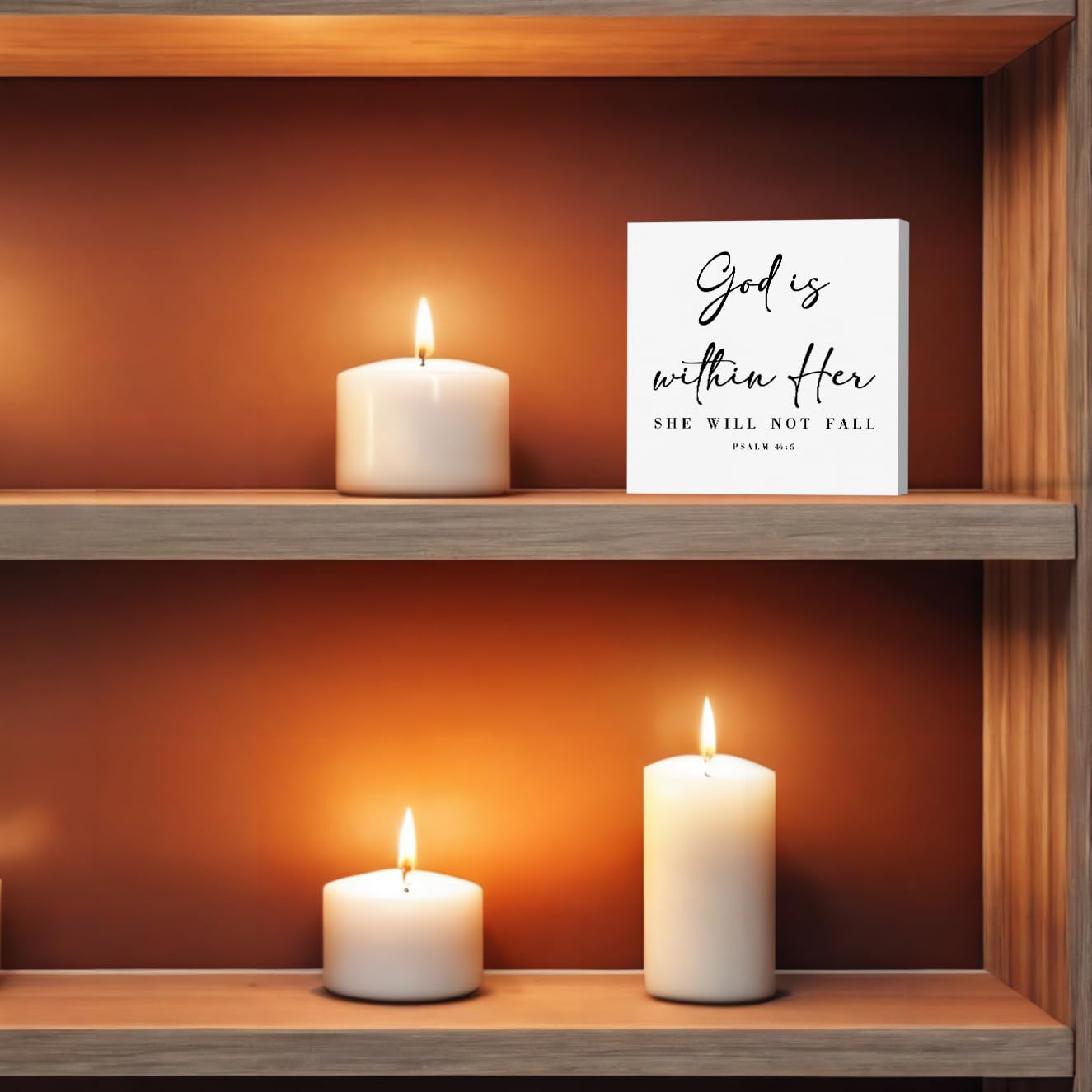 God is within Her Bible Verse Artwork Wood Box Sign Rustic Farmhouse Style Psalm 46 : 5 Christian Wood Block Plaque 5 X 5 Inches Home Office Desk Sign Decor for Presents