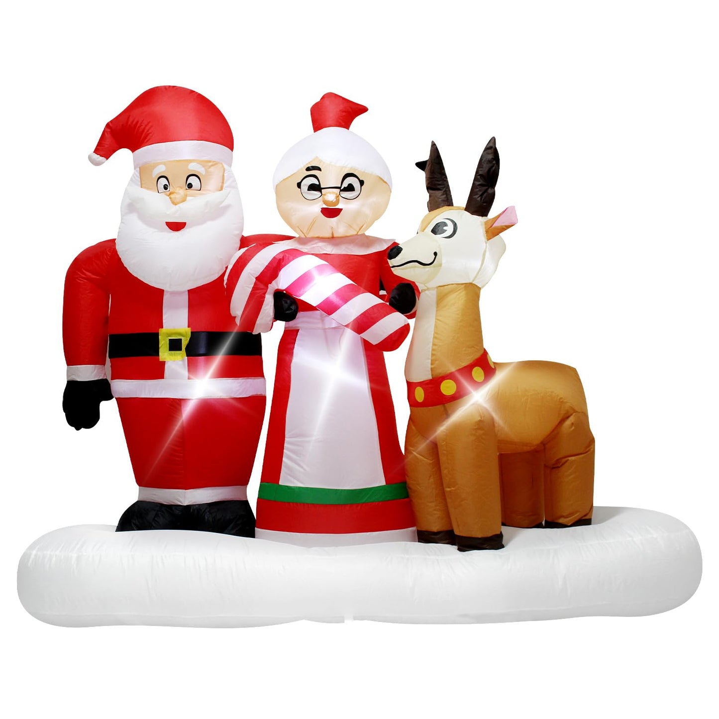 7 Foot Inflatable Christmas Santa Claus and Mrs Claus with Cute Reindeer Outdoor Holiday Decoration Featuring Bright LED Lights Perfect for Lawn Garden Party Christmas Display
