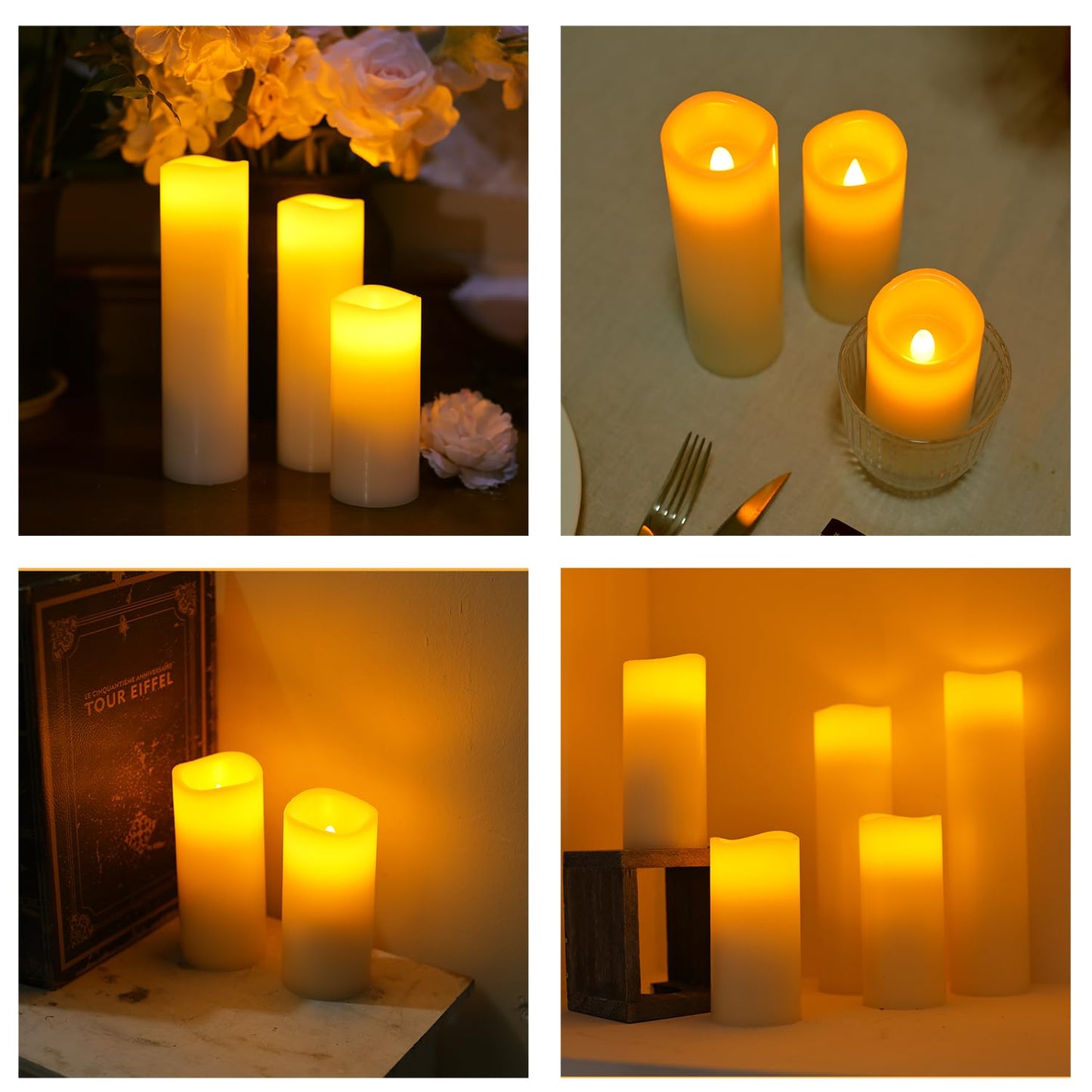 Unieasy Flameless Candles Battery Operated LED Candles with Timer and Remote, Pack of 9 Real Wax Pillar Candles Flickering Candle for Home & Holiday Romantic Decor,(H4.5"4.9"5.8"6.8"7.9"8.6" x D2.3")