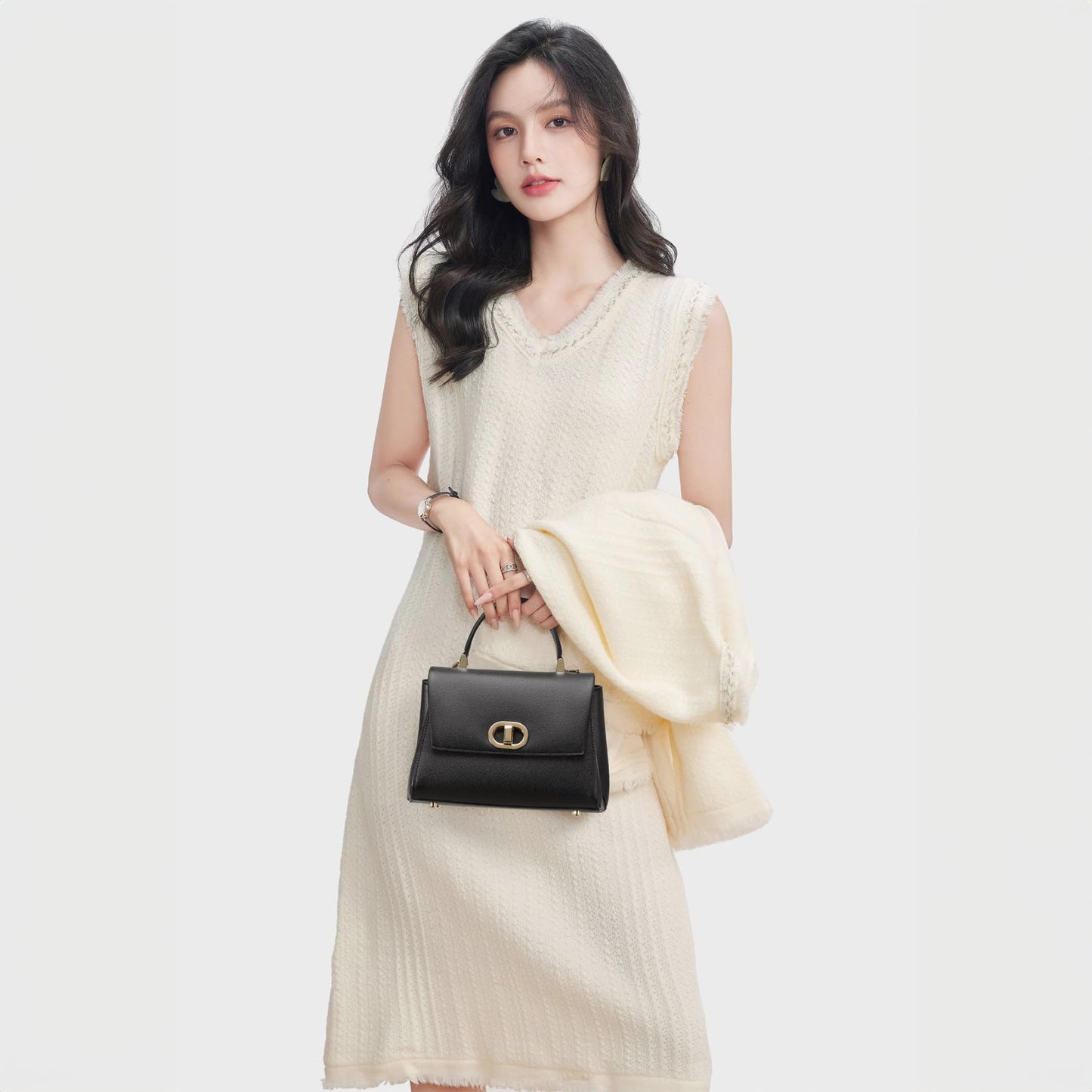 Top Handle Bag Leather Satchel Bags for Women Luxury Designer Business Crossbody Work Purse with Multiple Internal Pockets