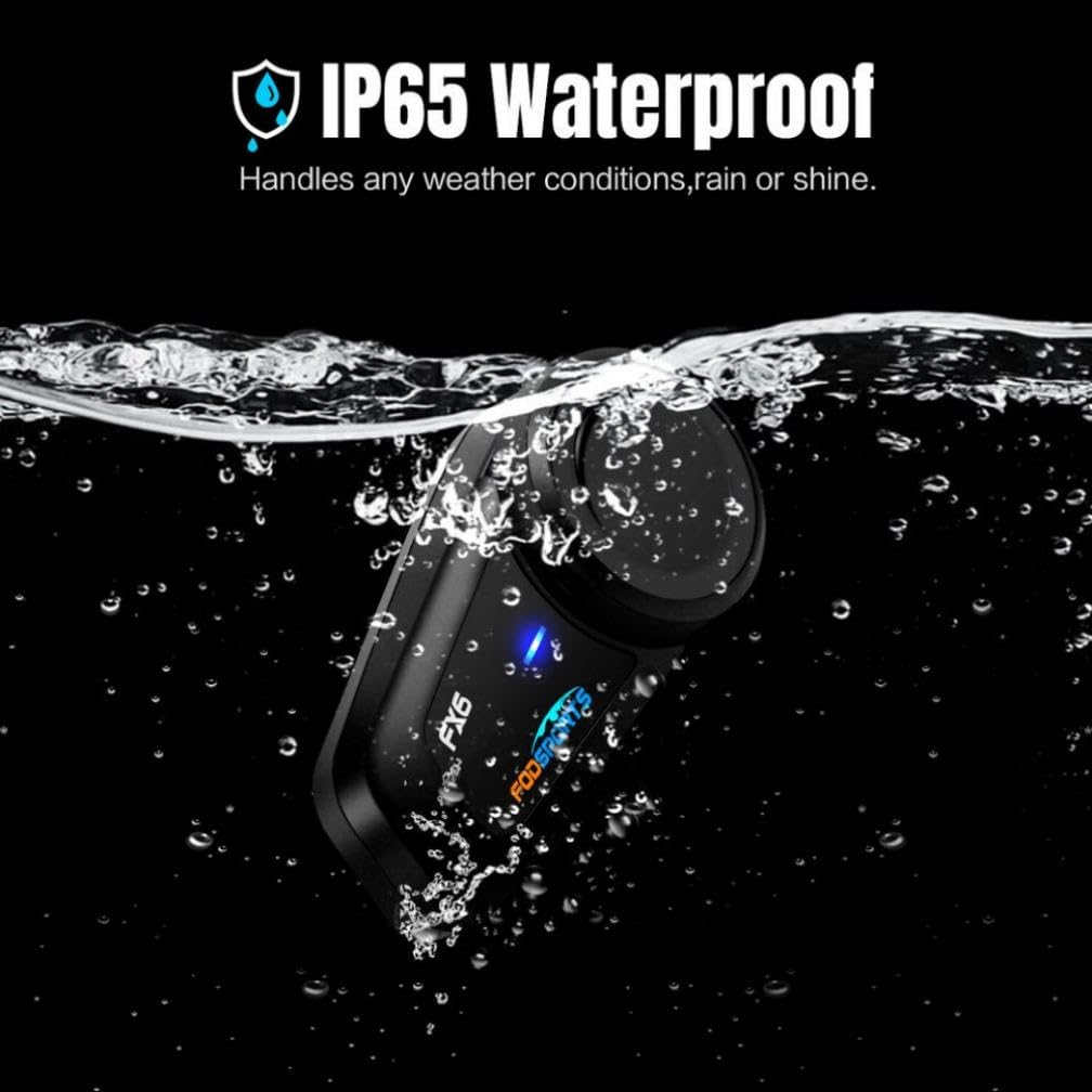 Fodsports FX6 Motorcycle Bluetooth Headset 2 Pack, 6 Riders Group Motorcycle Intercom Bluetooth, 1000M Motorbike Helmet Communication Systems/Voice Command/Universal Pairing/FM Radio