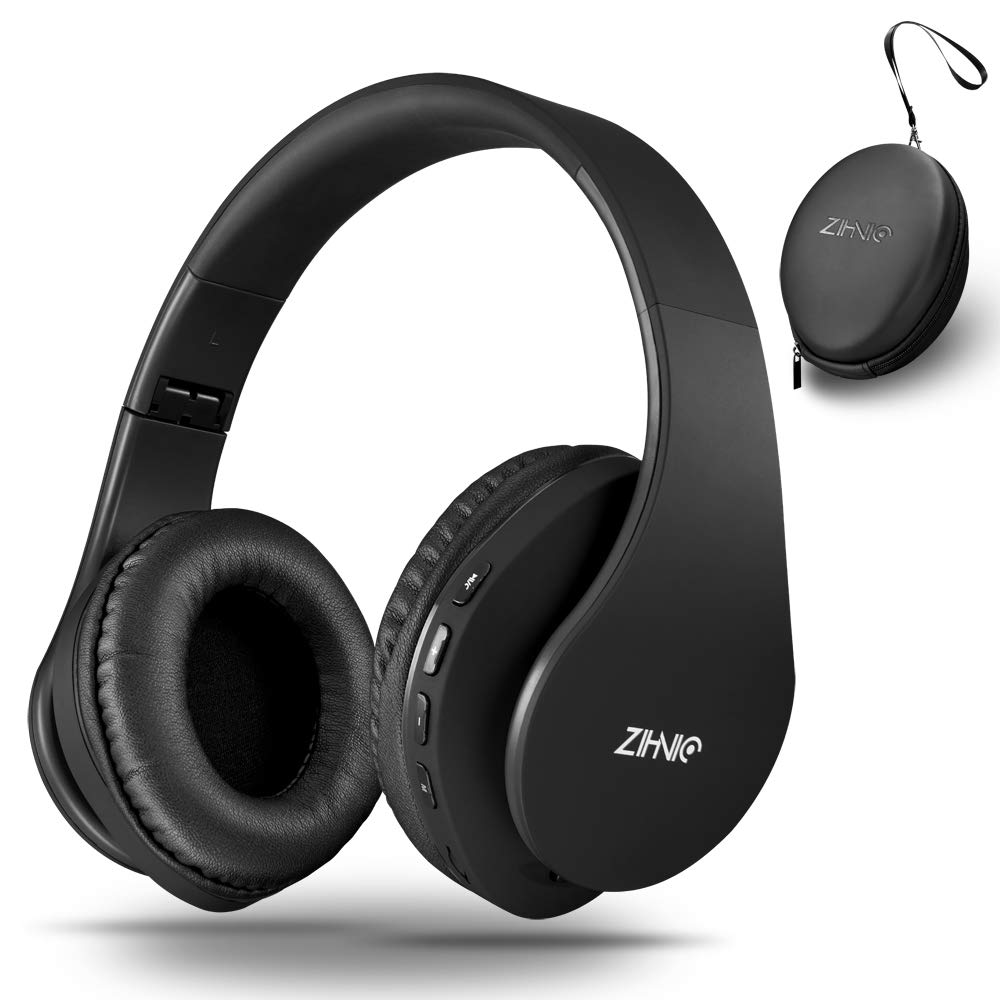 ZIHNIC Bluetooth Headphones Over-Ear, Foldable Wireless and Wired Stereo Headset Micro SD/TF, FM for Cell Phone,PC,Soft Earmuffs &Light Weight for Prolonged Wearing (Black/Blue)