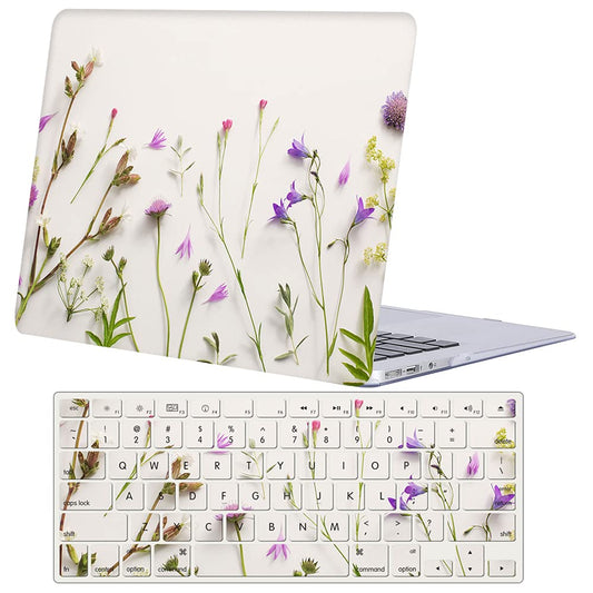 Case Compatible with MacBook Pro 13 Inch 2015 2014 2013 2012 Model A1502 & A1425, Plastic Hard Shell Protective Case with Keyboard Cover for Mac Pro Retina 13 Old Version - Purple Flower