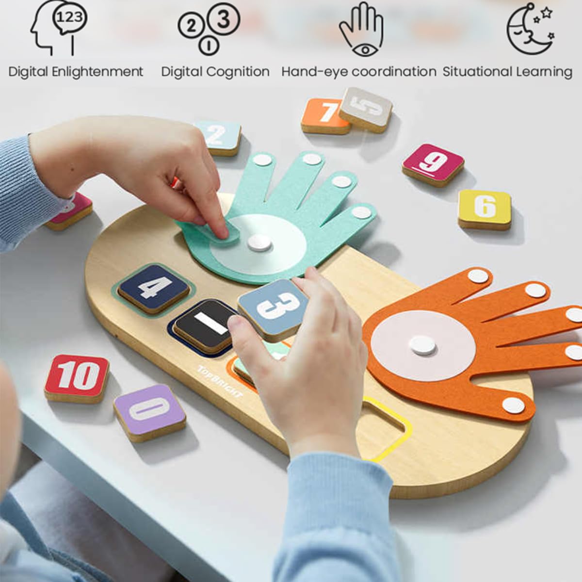 TOP BRIGHT Preschool Learning Toys for Toddlers 2-4, Educational Math Manipulatives Number Counting Blocks for Kids, Montessori Toys for 3 4 5 Year Old Finger Math Toy