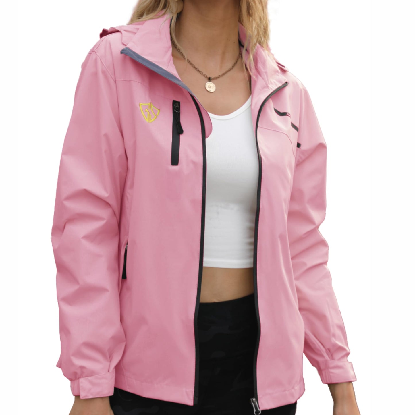 GIISAM Rain Jacket Womens Waterproof with Hood Ladies Foldable Travel Raincoat Ultra Light Rain Jacket for Woman