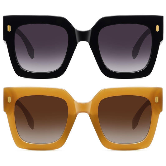 STORYCOAST Chunky Oversized Square Sunglasses for Women UV400 - Vintage Retro Luxury Designer Shades|Big Square Sunglasses for Beach & Driving (S2151)