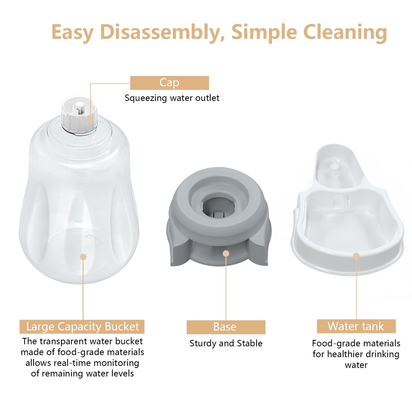 6L Automatic Dog Water Bowl Dispenser - Staltwo Pet Water Dispenser, Large Capacity Water Feeder for Cats and Dogs, BPA-Free, 6-Liter Grey