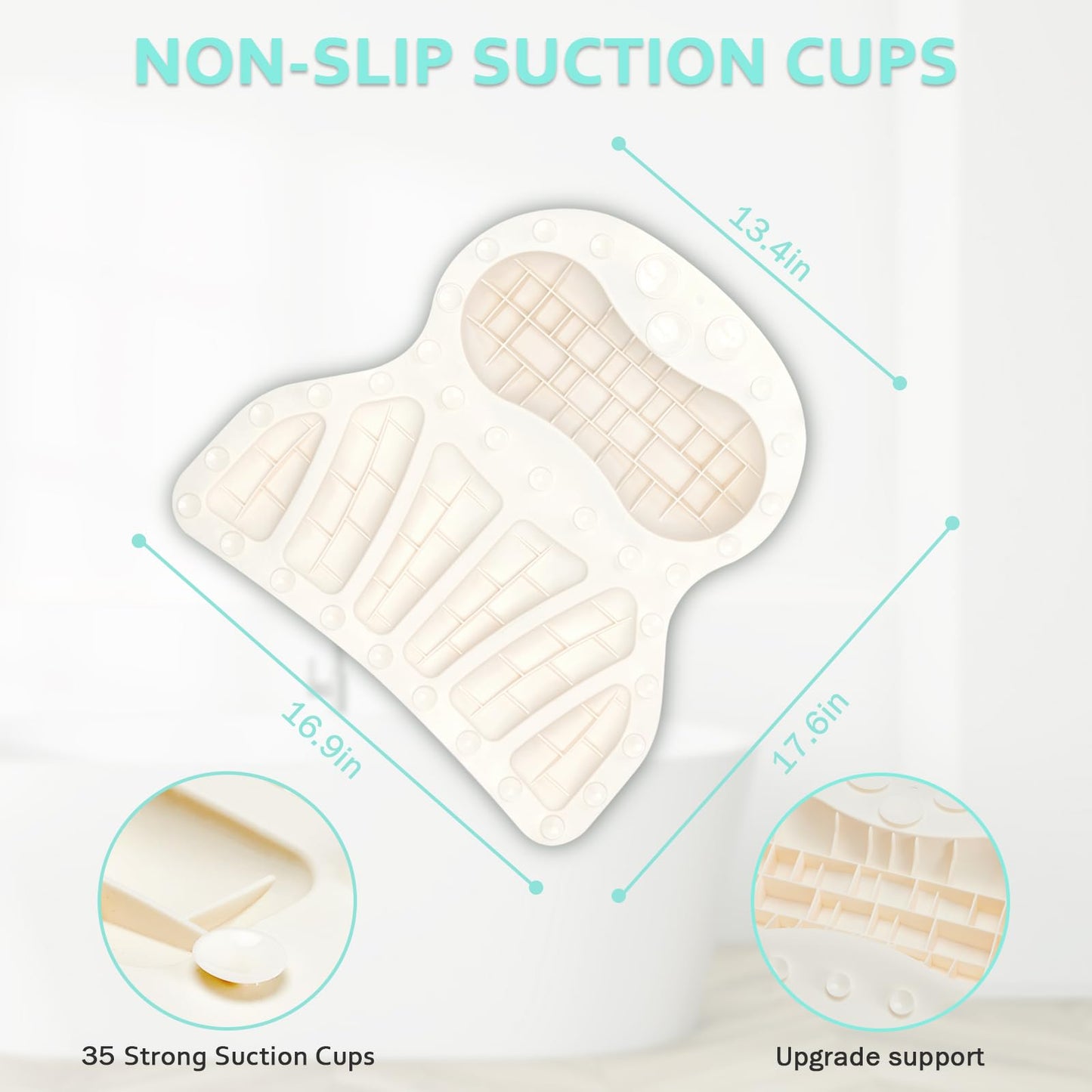 Tiktiger Bath Pillows for Tub Head Neck and Back Support,Relaxing Ergonomic Silicone Bath Pillow with Multiple Non-Slip Suction Cups,Luxury Bathtub Pillow Bath Accessories Spa Gifts for Women Mom