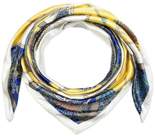 corciova 35 x 35 Women Silk Like Square Hair Scarf Sleeping Wrap Headscarf Gold Duke Blue Belt Spike Curly Headband Fashion