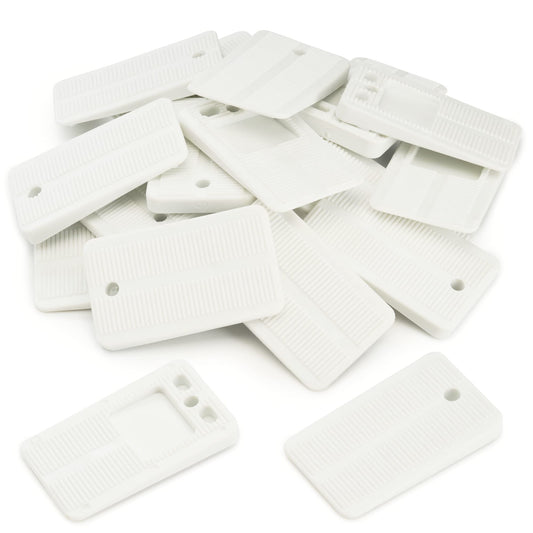 Qualihome Plastic Shims for Leveling - Flexible Nonslip Furniture Levelers - Multi-Purpose Wedges, Table Stabilizers, Toilet Shims - White, 20-Pack