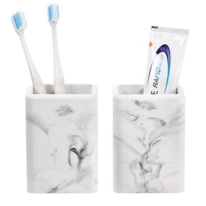 Luxspire Toothbrush Holders 2 Pack, Fast Drying Toothbrush Holders for Bathroom, Diatomite Toothbrush Cups Electric Toothbrush and Toothpaste Holder for Bathroom Countertop, Marble