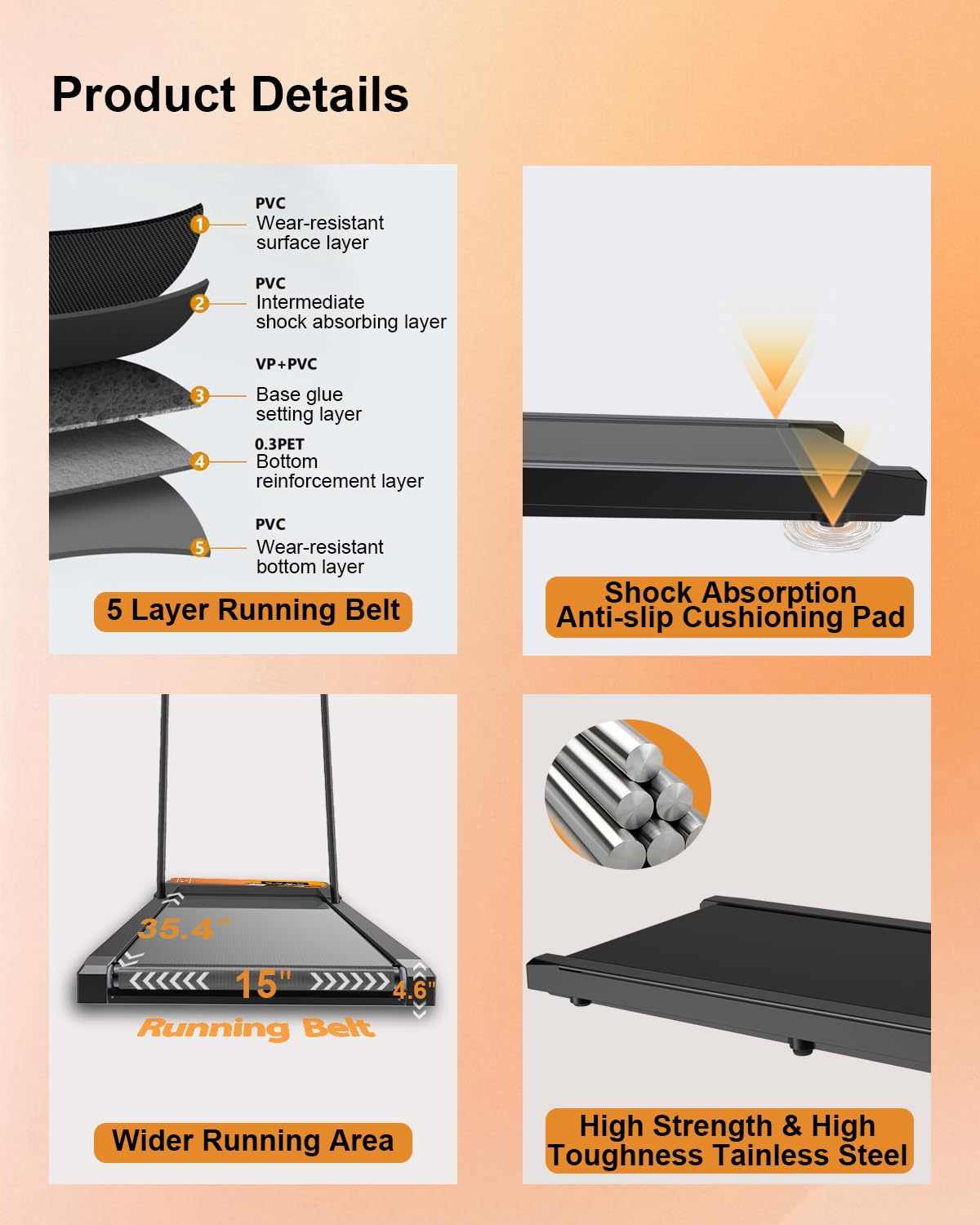CYCLERADE Treadmill with Handle Bar for Home Small, Under Desk Treadmill with Remote Control LED Display 5.0 Speed for Home & Office