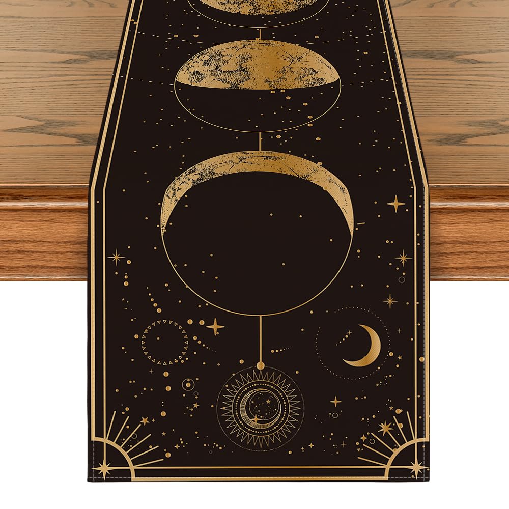 Artoid Mode Astrology Moon Magic Art Table Runner, Seasonal Mystical Gothic Kitchen Dining Table Decoration for Home Party Decor 13x48 Inch